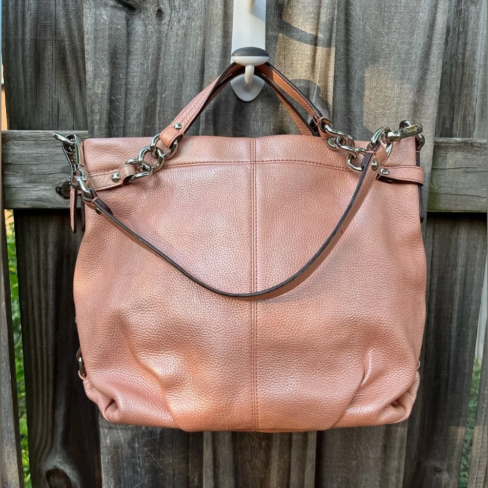 Coach Brooke Hobo Coral Pink Pebbled Leather